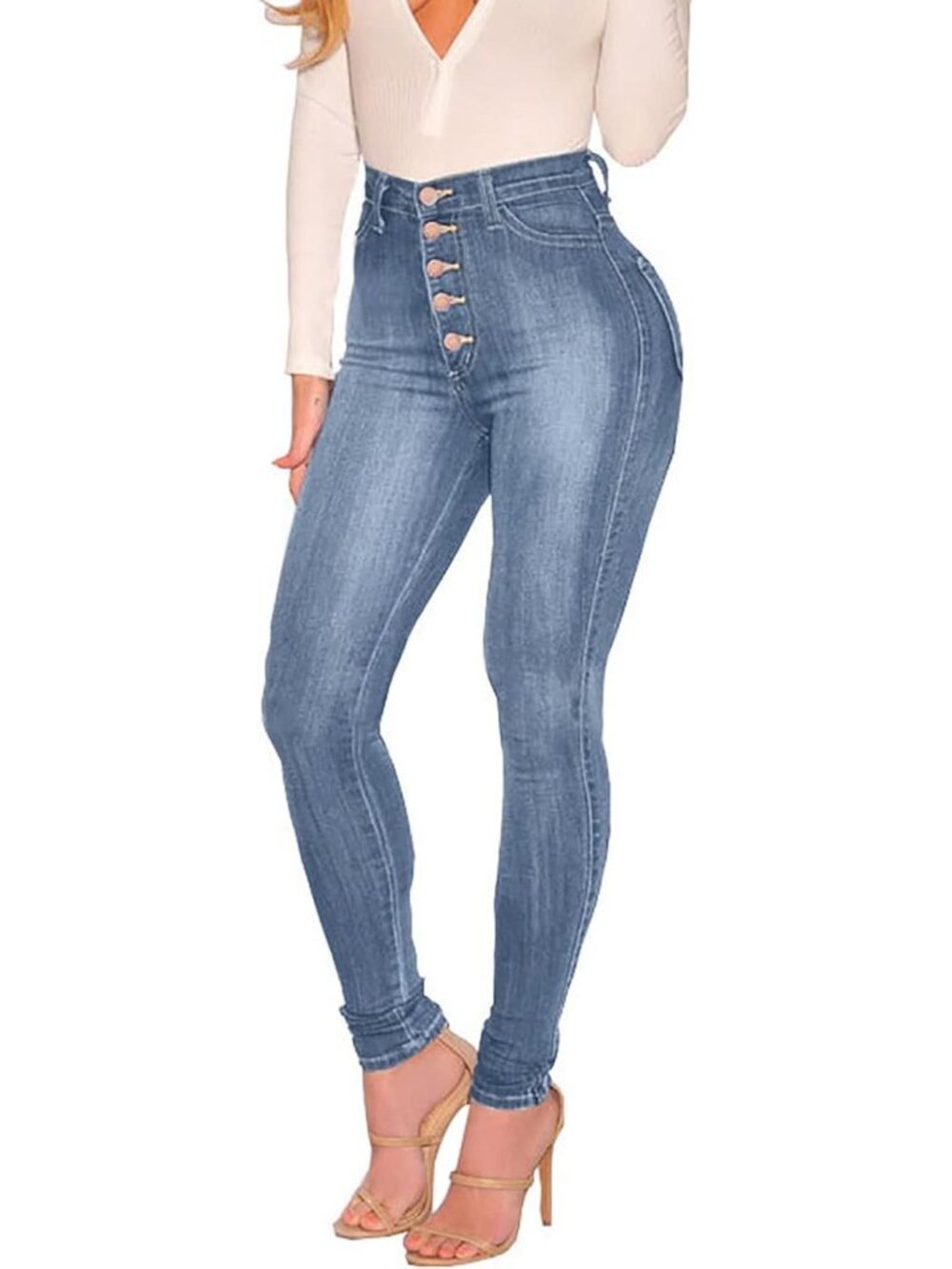🆕Women's Nostalgic Blue High Waist Stretch Butt Lifting Skinny Colombian Jeans